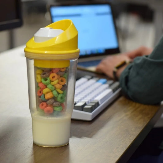 Creative Milk Tea Oatmeal Cup 2-in-1 Design, Portable Travel Cup, Convenient Water Bottle, Ideal Choice for Daily Use