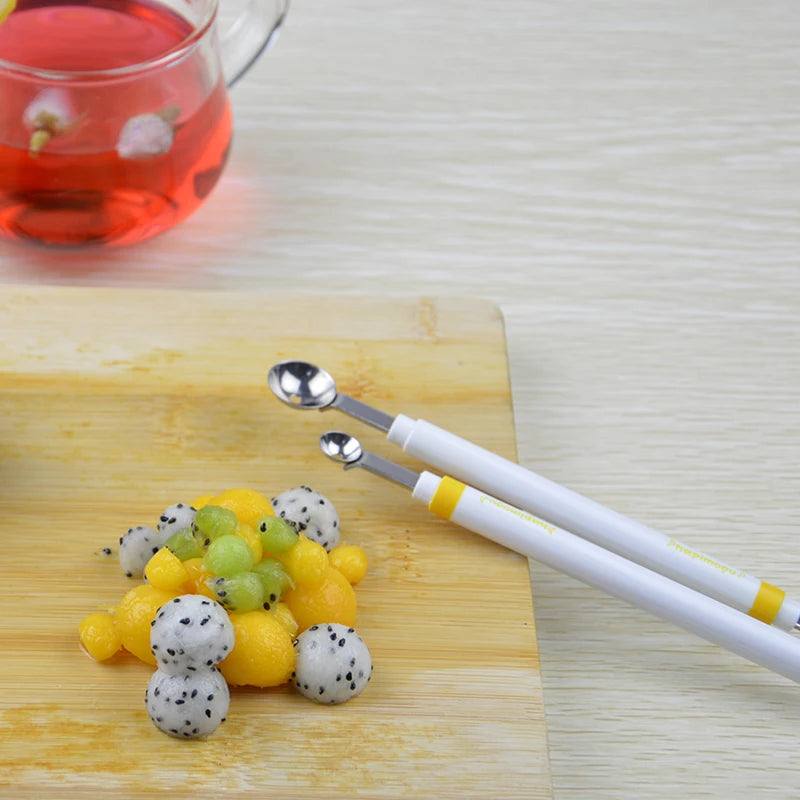 Mini Apple Ball Digger Melon Spoon Ice Cream Dig Scoop Stainless Steel Double-end Cooking