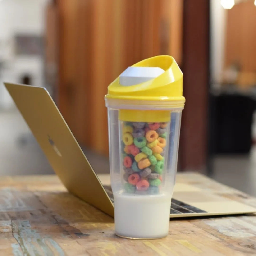 Creative Milk Tea Oatmeal Cup 2-in-1 Design, Portable Travel Cup, Convenient Water Bottle, Ideal Choice for Daily Use