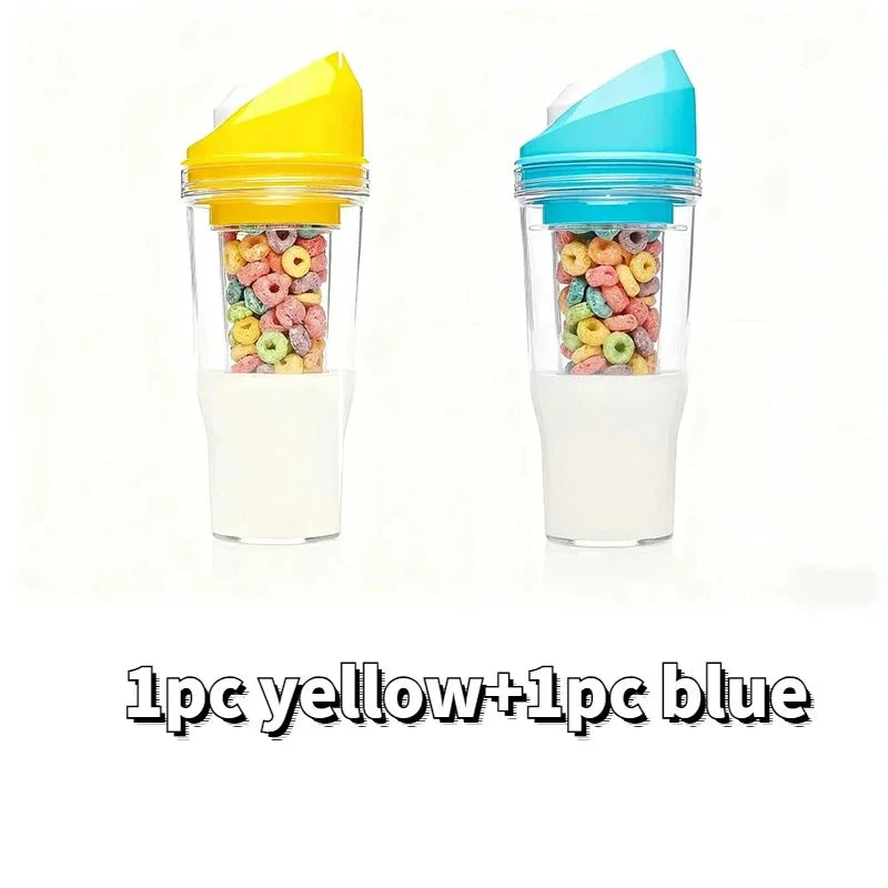 Creative Milk Tea Oatmeal Cup 2-in-1 Design, Portable Travel Cup, Convenient Water Bottle, Ideal Choice for Daily Use