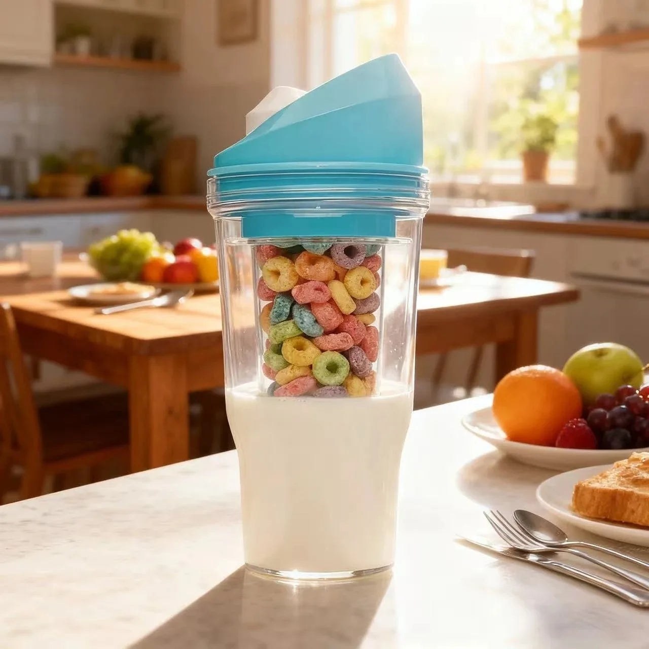 Creative Milk Tea Oatmeal Cup 2-in-1 Design, Portable Travel Cup, Convenient Water Bottle, Ideal Choice for Daily Use
