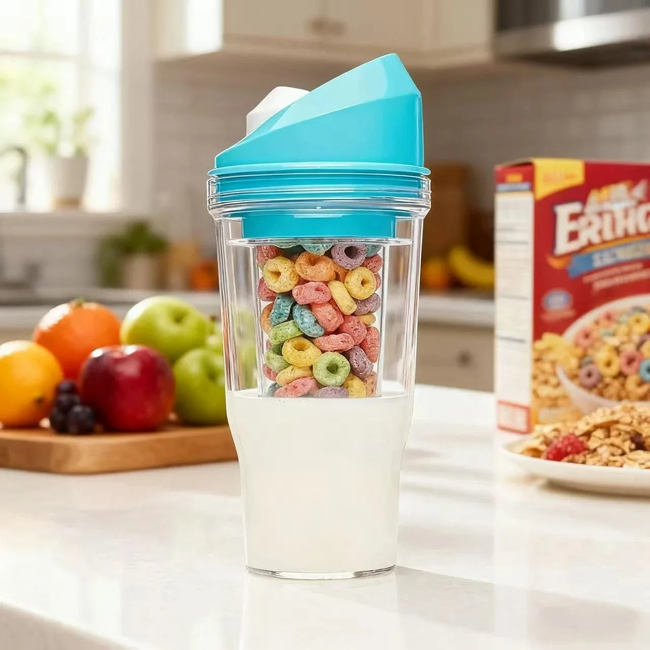 Creative Milk Tea Oatmeal Cup 2-in-1 Design, Portable Travel Cup, Convenient Water Bottle, Ideal Choice for Daily Use