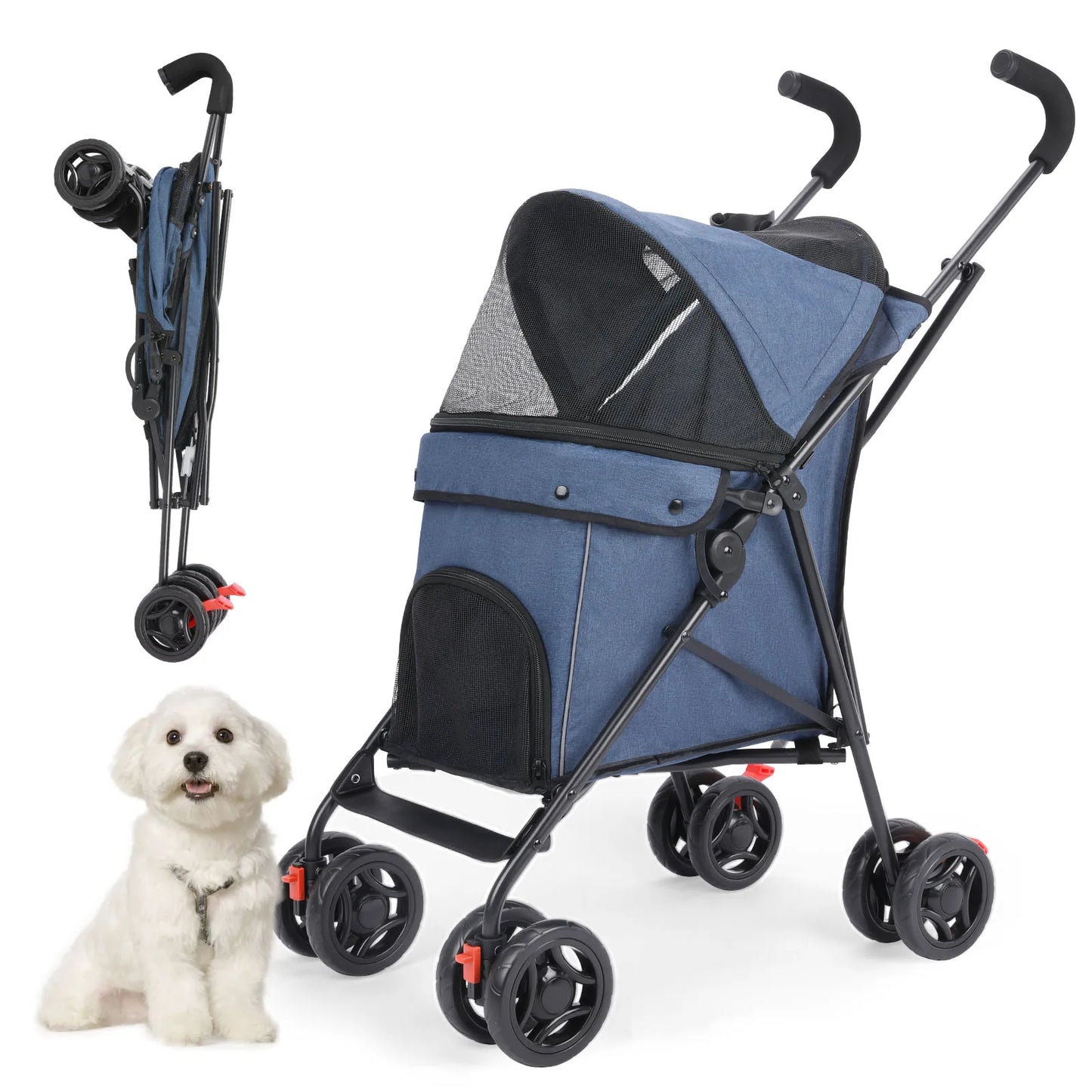 Pet Stroller Lightweight Folding Small and Medium-sized Outdoor Puppy Stroller