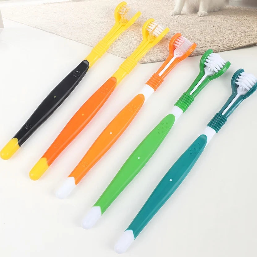 3-Sided Pet Toothbrush Dog Plastic Toothbrush Removing Bad Breath