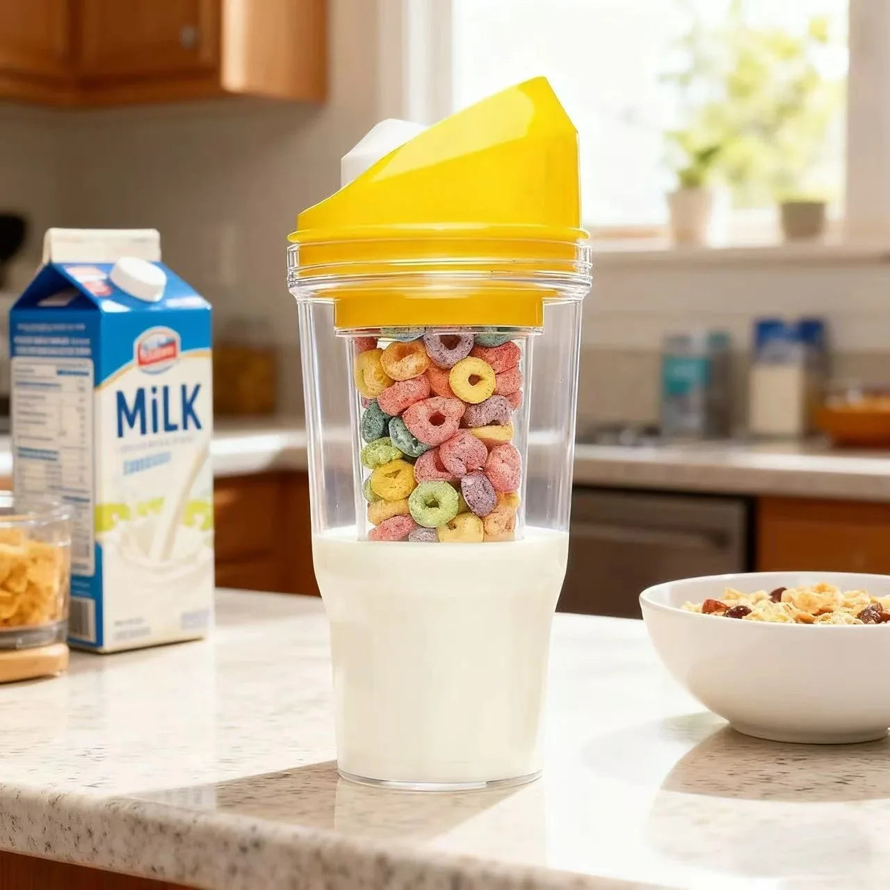 Creative Milk Tea Oatmeal Cup 2-in-1 Design, Portable Travel Cup, Convenient Water Bottle, Ideal Choice for Daily Use