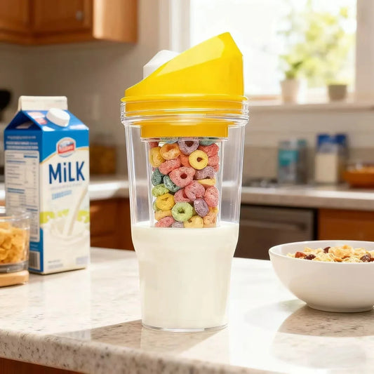 Creative Milk Tea Oatmeal Cup 2-in-1 Design, Portable Travel Cup, Convenient Water Bottle, Ideal Choice for Daily Use