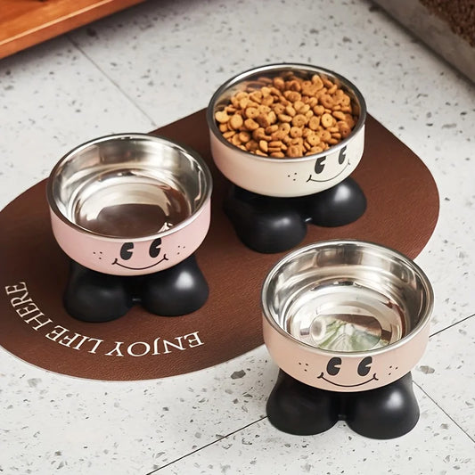 Stainless Steel Elevated Pet Bowl, Anti-Tip, High-Height Food and Water Dish