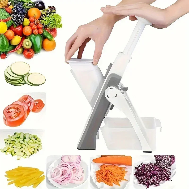 Adjustable Slicer, Vegetable Dicing, Stainless Steel Blade Kitchen Gadget, Manual Operation